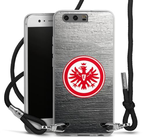 Carry Case kompatibel mit Huawei P10 Hülle mit Band Handykette zum Umhängen schwarz Eintracht Frankfurt SGE Logo