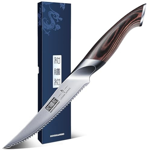 HOSHANHO 5 inch Tomato Knife, Ultra Sharp Japanese High Carbon Stainless Steel Tomato Slicer Knife, Professional Kitchen Knife for Cutting Vegetables and Fruits
