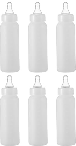 6pcs 250ml Lamb Feeding Bottle Plastic Silicone White | Wear-resistant Anti-bite Design, for Young Calf and Household Feeding, Farm Use
