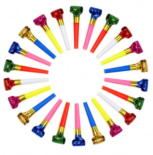 Voarge 40 Pcs Colourful Party Blowers For Kids, Party Whistles Blowouts Noisemakers Fun Party Whistles for Birthday Celebrations, Weddings, Graduations, and Christmas Parties, Color is random