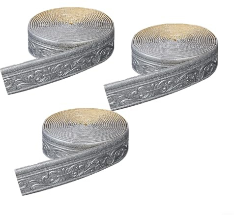 3 pcs bordüre selbstklebend,Wasserfest 3D tapetenbordüre selbstklebende bordüre,10m x 8cm x 5mm für Flur, Decke, Ecke, Linie(Grau)