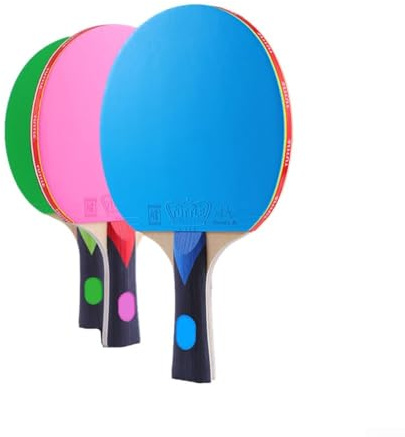 Raquette de tennis de table robuste, contrôlée, 7 plis, avec éponge de dureté moyenne pour un jeu complet, manche long, compatible avec le caoutchouc de ping-pong (rose)