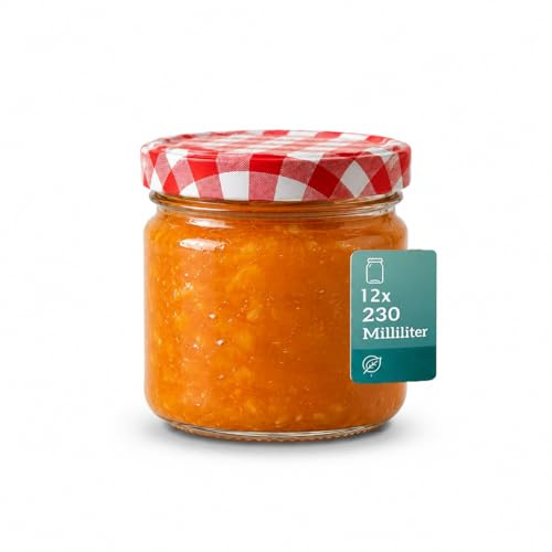 Einmachgläser 230ml mit Schraubdeckel TO82 (12er Set) | Kleine Marmeladengläser & Mini Vorratsgläser | Perfekt für Chutneys, Desserts & Gastgeschenke