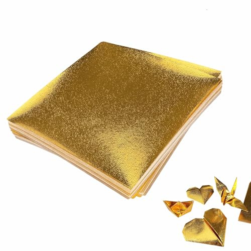 100 Blatt Goldenes Origami Papier Quadratisches Folienpapier Faltpapier | Einseitiges Glänzendes 15 X 15 cm für DIY Handwerk Bastelprojekte