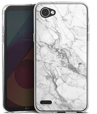 DeinDesign Silikon Hülle kompatibel mit LG Q6 Case transparent Handyhülle Stein Marmor Muster