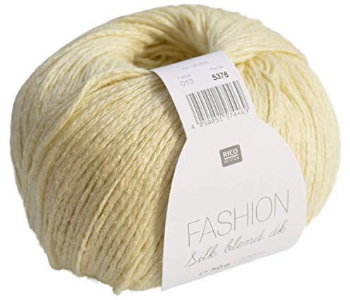 Rico Fashion Silk blend dk Fb. 013 Pastell gelb, edles Garn aus Seide & Baumwolle zum Stricken & Häkeln, Wolle mit Seide zum Stricken