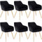 Lestarain Esszimmerstühle 6er Set, für Esszimmer Wohnzimmer Küche, Küchenstühle gepolstert mit Armlehne Metallbeinen, Sitzfläche aus Samt, Schwarz