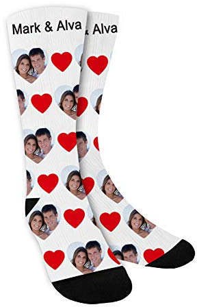 MissChic Personalisiert Foto,Lustige Socken Individuell, mehrere Gesichter,Legen Sie Ihr Gesicht auf Socken für Unisex, Geschenk für Freuen, Herren, Freundin, Mutter, Schwester