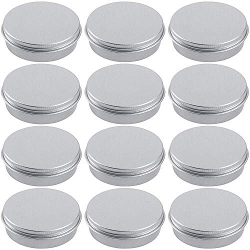 Hulless Lot de 12 bocaux en aluminium rechargeables de 120 ml avec couvercle à vis pour bougie, baume à lèvres, pomme, fard à paupières, poudre.