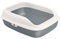 AllPetSolutions Cat Litter Tray - Plastic Kitty Litter Pen with Raised Rims, Low Open Front - Strong & Deep Toilet Enclosure - Pet Supplies for Housetraining - Small, 40.5x30x13.8cm - White & Grey