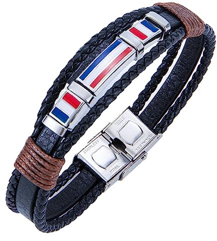 ESTUYOYA - Bracelets en Cuir et en Acier Inoxydable Conception de la France Slim avec Verrouillage de Sécurité anti-perte Taille ajustable Unisexe