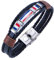 ESTUYOYA - Pulsera de Cuero y Acero Inoxidable Triple bandera de Francia Cierre de Seguridad Antiperdida Tamaño Ajustable Amuleto Hombre Mujer