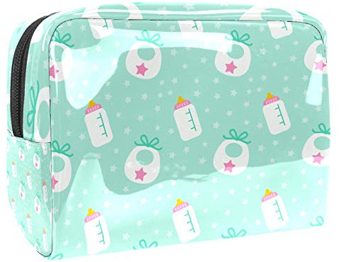 Tragbare Make-up-Tasche mit Reißverschluss, Reise-Kulturbeutel für Frauen, praktische Aufbewahrung, Kosmetiktasche, Milchflaschen-Muster