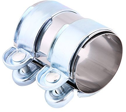 Abrazadera de banda de escape, junta de regazo de acero inoxidable de 2,5 pulgadas abrazadera de banda de escape compatible con tubo de escape de silenciador universal conexión con pernos