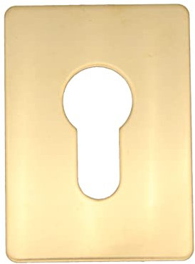 Placa de reparación para agujero de llave, perfil europeo, autoadhesiva, latón pulido, 65 x 47 mm