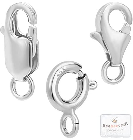 Beebeecraft, 9 Uds., 3 Estilos, 925 Cierres de Pinza de Langosta de Plata de Ley, Cierres de Resorte de Plata, Conector para Pulsera DIY, Collar, Fabricación de Joyas