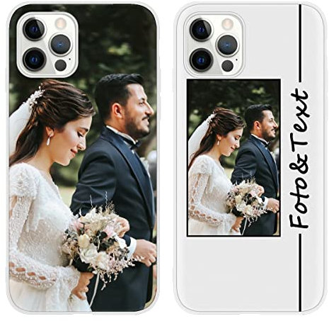 Yoedge Personalisierte Handyhülle für Apple iPhone 12 Pro Max Hülle Personalisiert 6,7, Weiß Schutzhülle mit Eigenem Foto Bedrucken Bild Text Individuelle, Selbst Gestalten Hülle für iPhone12 Pro Max