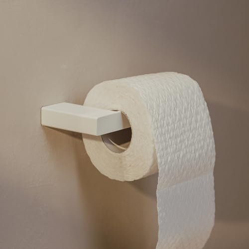 Metallbude Toilettenpapierhalter TUALI - Weiß - Minimalistischer Klopapierhalter mit Wandmontage - Pulverbeschichtetes Metall - 15x8 cm