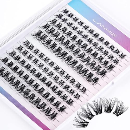 LANKIZ DIY lash Extensions Wispy,Lash Clusters Individual Lashes,120 Clusters C+ D Mix Curl, Soft and Lightweight 10-16mm Mix Resuale Wide Band+Mix Style Cluster Lashes for Home use (Classic C/D)