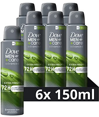 Dove Men+Care Advanced Extra Fresh Anti-Transpirant Deodorant Spray, bietet bis zu 72 Stunden Schutz vor Schweiß - 6 x 150 ml - Vorteilspack