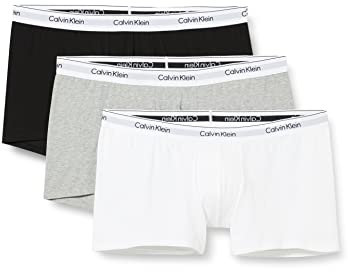 Calvin Klein Herren 3er Pack Boxershorts Trunks Baumwolle mit Stretch, Mehrfarbig (White/Grey Heather/Black), 4XL