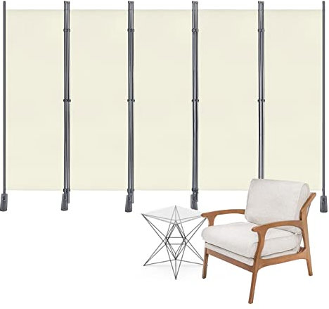 LARS360 Paravent Raumteiler 5 Teilig 280x180cm Stoff Raumteiler Trennwand Klappbar Stellwand Raumtrenner Sichtschutz Sichtschutzwand für Innen und Außenbereich (Beige)