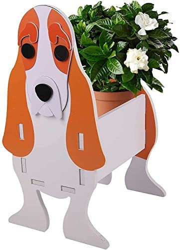 Creative Wooden Planter Animal Resin Flowerpot Creative Wooden Planter Animal Resin Flowerpot Basset Hound Animal Shaped Cartoon Planter Cartoon Succulent Planter,PVC Material Basset Hound Planter Po