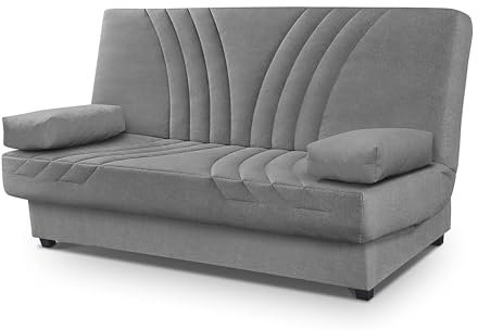 SHIITO | Sofa Cama Modelo Romeo - Cama Clic-Clac con Almacenaje | Gris - 190 x 100 x 100 cm | Máximo Relax y Confort