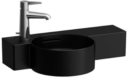 LAUFEN Val Handwaschbecken, ohne Hahnloch, Ablage rechts, mit Überlauf, schneidbar, 550x315mm, H8152837168131, Farbe: Schwarz Matt