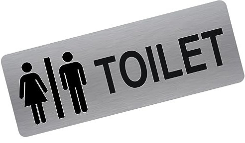 METAL Aluminum Tin Toilet Sign UNISEX Logo Brushed SILVER Toilet Lavatory Restroom Door Notice Office Shop Home Warehouse School 200x75mm MS2