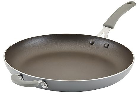 Rachael Ray Cook + Create Nonstick Frying Pan/Skillet with Helper Handle, 14 Inch - Gray