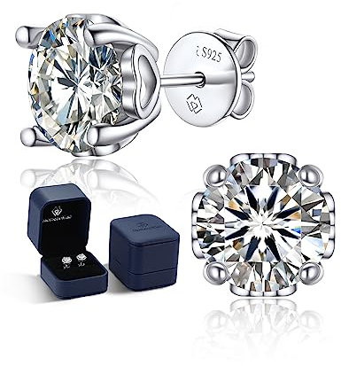 MomentWish Moissanite Ohrringe, 2 Karat/6.5 mm Ohrstecker Silber 925 Echt Damen Diamant Stecker Schmuck Geschenk für Damen-Herz Seite