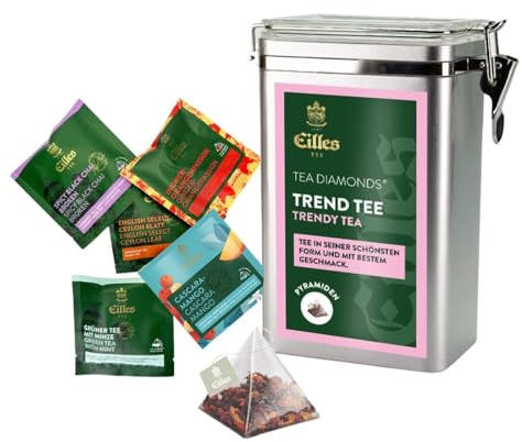 TREND TEE Premium Aromadose mit 5 Sorten EILLES Tea Diamonds, 15 Portionen gesamt, wiederverschließbare Dose mit Crystal-Deckel