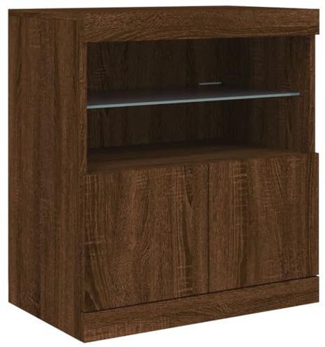 vidaXL Sideboard, Kommode mit viel Stauraum, Highboard Schrank mit LED-Leuchten, Anrichte Beistellschrank Standschrank, Modern, Braun Eichen-Optik