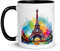Mug Paris tour Eiffel France Souvenir Voyage Tasse Monuments Dessin Romantisme Élégance Déco Café Ville Lumière Thé Cadeau Art Original France Romantique (Tour Eiffel Colorée)