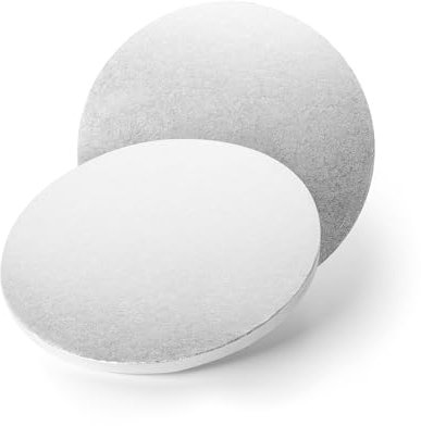 GLOTOMANIA - Base Para Tarta Redonda de Cartón Resistente - 30 cm de Diámetro - Certificación Alimentaria - Ideal Para Repostería y Pastelería - Pack de 25 Unidades - Plata