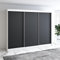 A&J MöbelLand Moderne 3-türiger Kleiderschrank mit Schwebetüren und 4 Schubladen, 200 cm, Weiß (Weiß/schwarz)