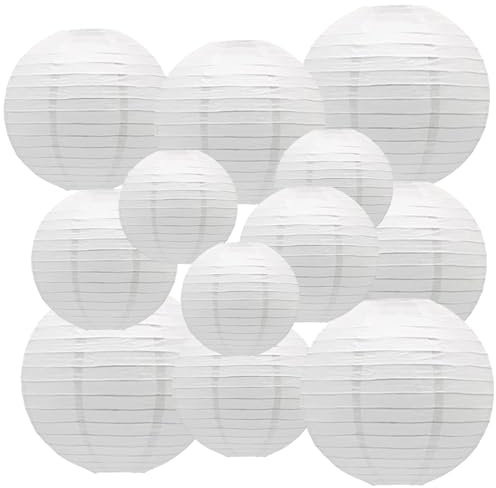 XIKSXITN Weiße Papierlaternen, dekorativ, hängende chinesische Laternen, für drinnen und draußen, für Geburtstag, Hochzeit, Weihnachten, Braut, Heimdekoration, Deckendekorationen (Größe von 10,2 cm,