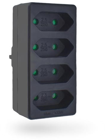 feletec 4-fach Steckdosenadapter 4x Euro, schwarz, Mehrfachstecker, Mehrfachsteckdose