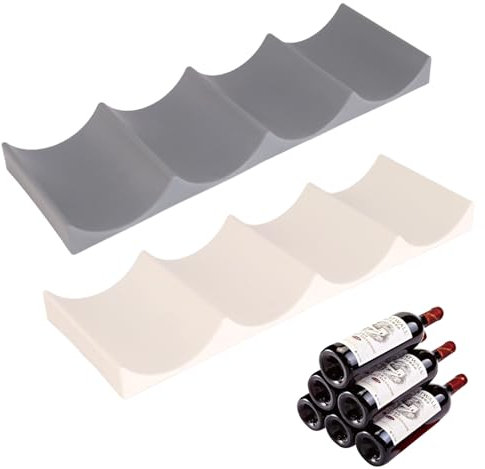2 Pièces Range Bouteille,Porte Bouteille Vin,Rangement Bouteille de Vin,Range Bouteille Frigo,pour Armoire de Cuisine, Frigo-Antidérapants,Organisateur de Bouteilles(Blanc/Gris)