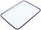 PHENOFICE Enamel Baking Pan Blue Rim Enamel Baking Cookie Sheets Rectandular Serving Tray 27x19cm Enamelware Roasting Tray Dinner Plate for Kitchen Bread BakeWare