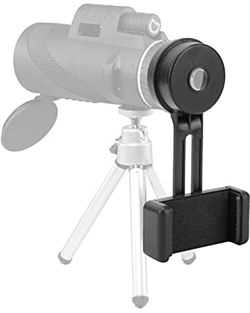 Telescope Photo Clip Smartphone Adapter Holder for Cell Phone Photography, Clear Remote Mirroring Telescope Adapter Mount for All Smartphones (Black)