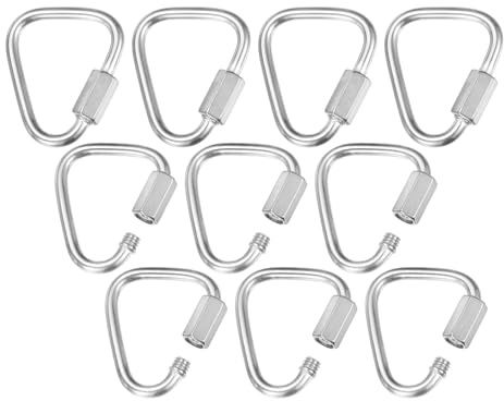 M METERXITY 10-Pack Quick Links Chain Connector, M3.5 1/8 304 Stainless Steel Triangle Locking Repair Chain Links for Swing/Camping/Hiking/Backpack, Twist Key Ring Screw Chain Link [Silver]