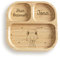 hellomini Personalisierter Babyteller mit Saugnapf – Individueller Kinderteller aus hochwertigem Bambusholz – Geschenk zur Geburt & Taufe – BPA-frei (Fuchs, Teller+Besteck(beige))