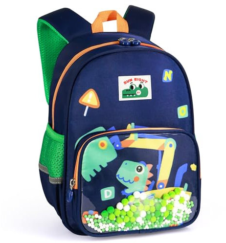 Tokeya Kinderrucksack Jungen Wasserdicht Rucksack Kinder mit Brustgurt, Niedlich Karikatur Bagger Kindergartenrucksack Leicht Klein Vorschule Kita Rucksack für Baby Kleinkind 2-6 Jahr, Königsblau