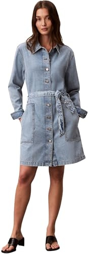 Calvin Klein Damen Belted Denim Mini Dress Coastal Lv047f671g Kleider