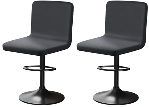 YINGAYOU Stuhlhussen für Barhocker mit Lehne Samt Stretch Barhocker Stuhlhussen Sehr Weich und Elastisch, Einfach Anzubringen Knitterfrei, Waschbar, Staubdicht (2, Grau)