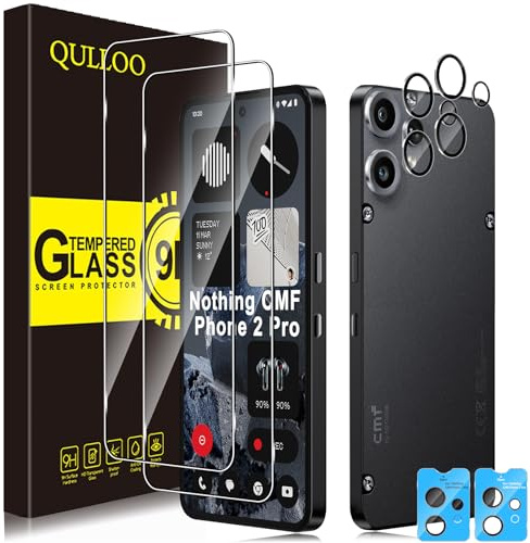 QULLOO Screen Protector for Nothing CMF Phone 2 Pro, [2+2 Pack] Tempered Glass & Camera Lens Protector, HD Anti-Scratch Easy Installation Protective Glass Film