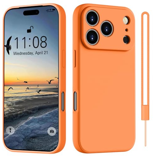 HGH für iPhone 17 Pro Hülle Silikon mit 1 Lanyard, Handyhülle für iPhone 17 Pro Dünn Rundumschutz mit Microfiber-Innenfutter Kratzfest Schutzhülle Case 6.3 Orange