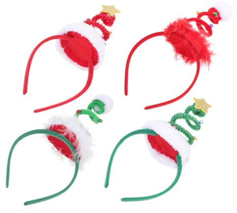 TOPPERFUN 4 Pièces Serre-tête de Noël Garçon Fille Serre-tête Noël Étoile et Boule Décorations de Fête Confortables et Durables pour Garçon et Fille